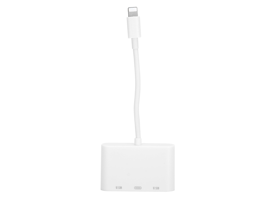 Mali conversor Hub Otg para Ios com Leitor de Câmera e Expansão Dual Usb Interface Adaptador