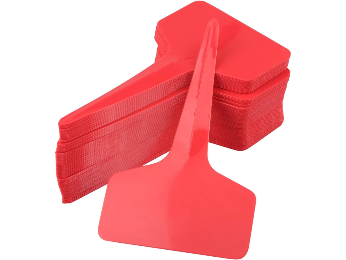 Pacote Com 100 Etiquetas De Plastico Vermelho Para Plantas