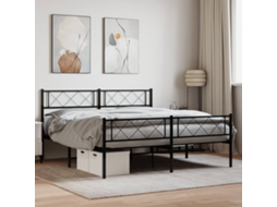 Estrutura De Cama Com Cabeceira E Pés 120x200 Cm Metal Preto