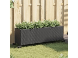 Floreira Jardim com Rodas e 3 Vasos 107x32x38cm Vime Preto HARLANV1