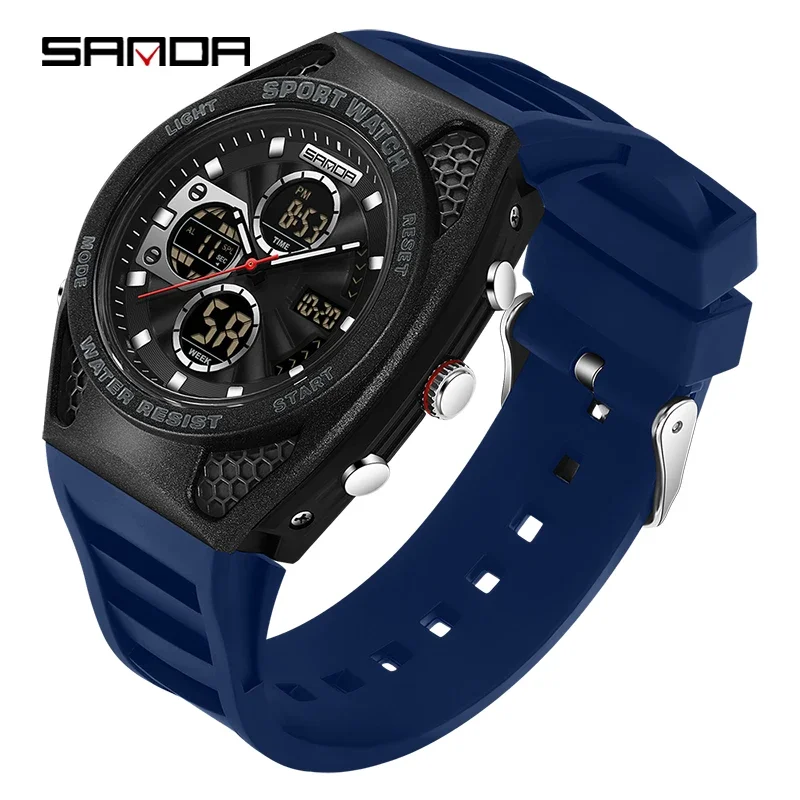 Relógio Eletrônico Masculino Esportivo e Elegante, Cronógrafo Multifuncional, Luminoso, Despertador À Prova D'água MDUG (azul)