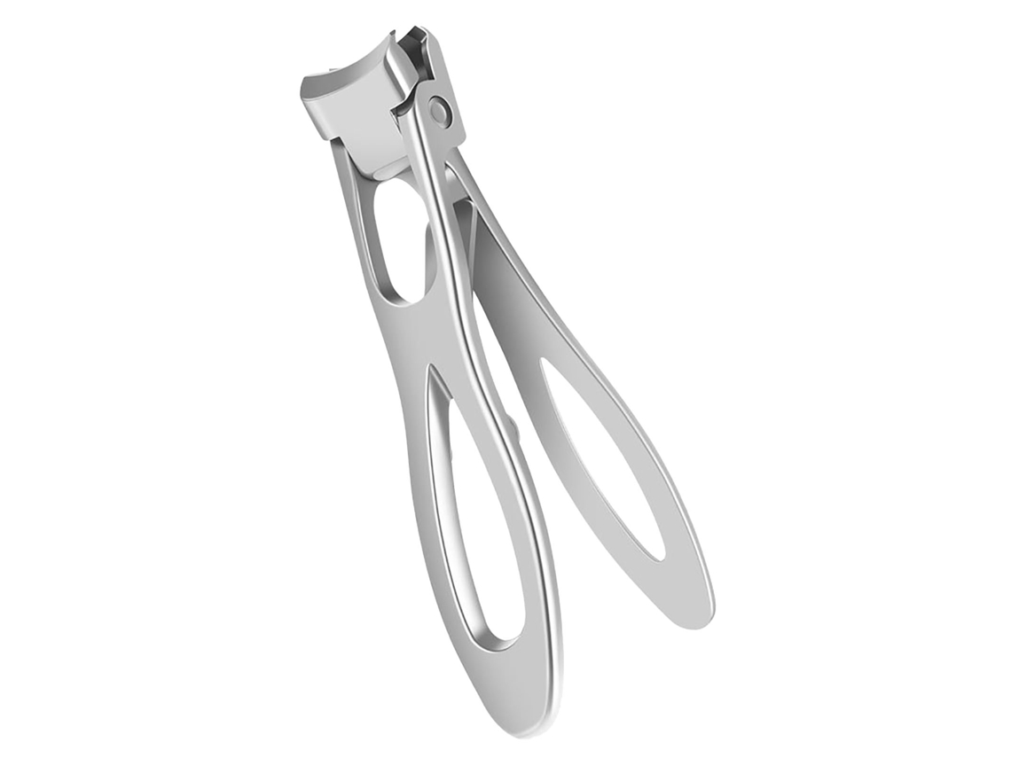 Tesoura de unha em aço inoxidável com abertura ampla para unhas grossas, cortador de unhas prateado.