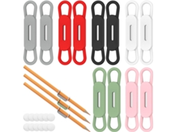 Conjunto de 12 suportes magnéticos para canetas, suporte ajustável de silicone magnético para geladeira, diversos tamanhos de núcleo, suporte
