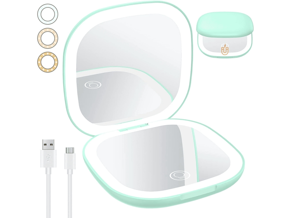 Elysve Espelho De Maquilhagem Led 3,6 Polegadas 0,7 Polegadas, 400 Mah, Recarregável Usb, Portátil, Ajustável, Maquiagem