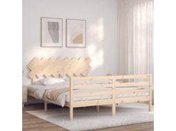 Cama De Casal | Camas Para Quarto | Estrutura De Cama Com Cabeceira 160x200 Cm Madeira Maciça