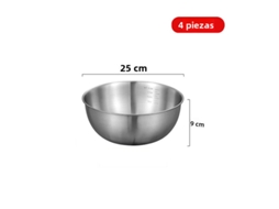 Conjunto de 4 Tigelas de Cozinha em Aço Inoxidável, Estilo Coreano, para Salada de Frutas, com Marcações. MDUG
