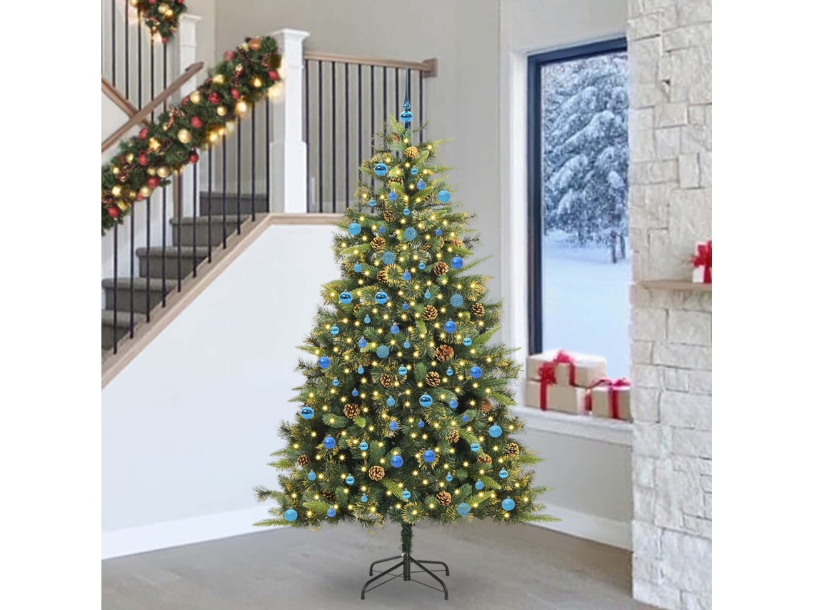 Vidaxl Árvore De Natal Artificial Articulada Com Cones Verde 240 Cm