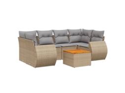 Conjunto de 7 Sofás para Jardim com Almofadões Vime Pe Bege MAISON EXCLUSIVE (7 pcs)