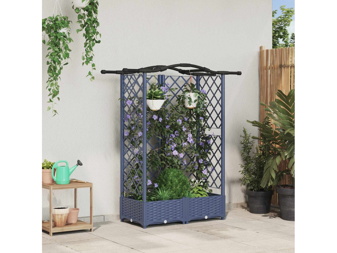 Vidaxl Cama Elevada Com Treliça E Telhado Cinzento 124 X 40 X 123 Cm