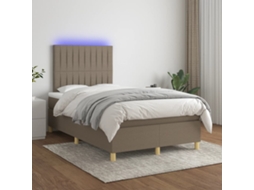 Vidaxl Cama Box Spring Colchão/led 120x200cm Tecido Cinza-acastanhado