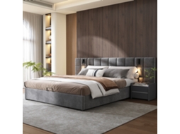 Cama Hidráulica 180x200cm Com Luz Direcional E Usb Cinza