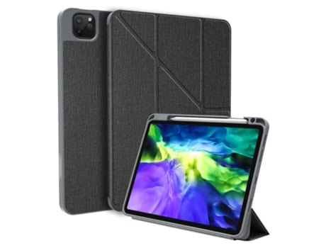 Capa Em Pu Com Suporte E Porta Canetas Preto Para O Seu Apple Ipad Pro 12.9 Pouces Mutural (2021/2020/2018)