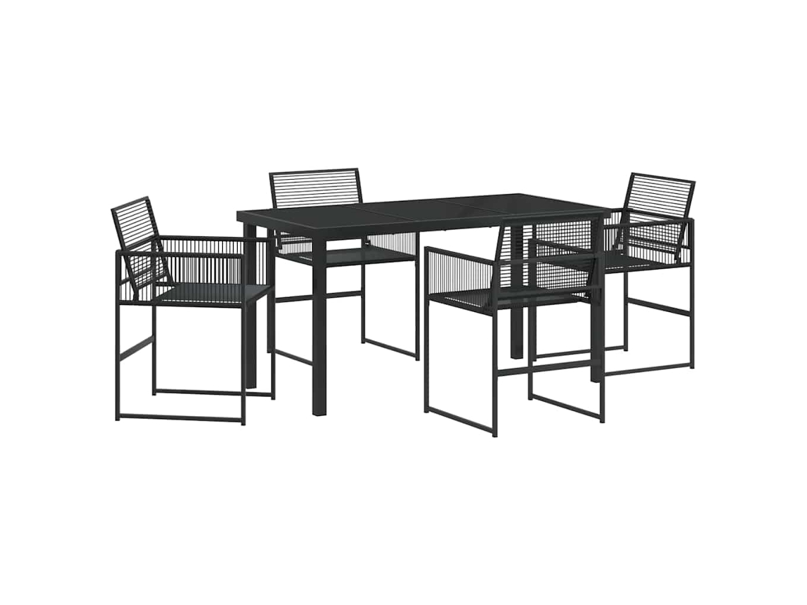 Conjunto de Jantar para Jardim 5 Pcs - Móveis de Jardim para Refeição Preto Aço Revestido a Pó HARLANV1