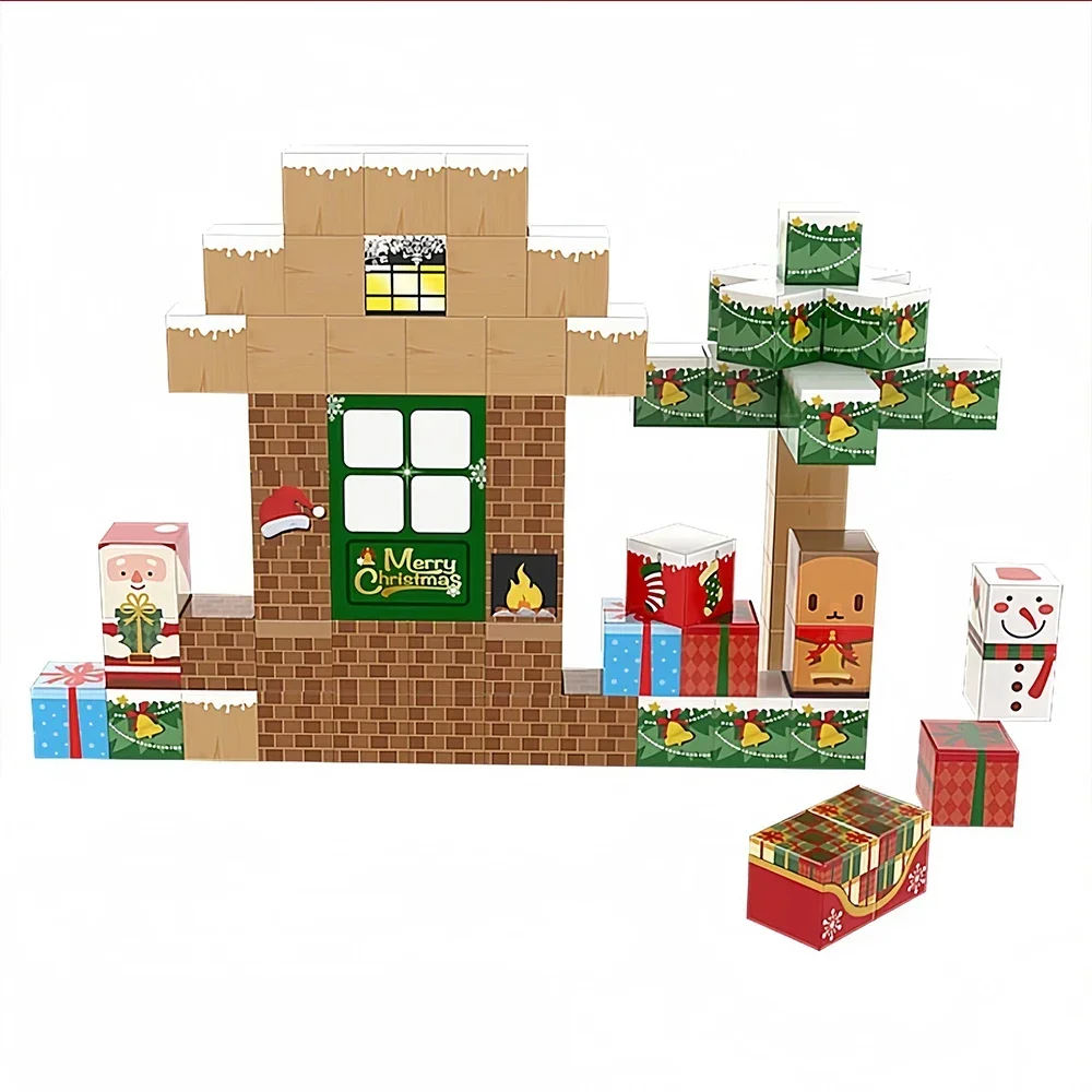 Conjunto de Blocos de Montar Diy com 68 Peças para uma Cena de Rua Natalina Criativa. MDUG