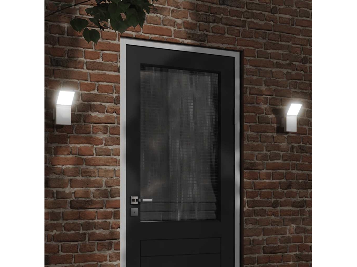 Vidaxl Candeeiros Parede Led P/ Exterior 2 Pcs Alumínio Fundido Branco