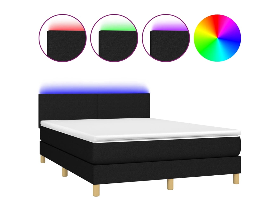 Box Spring Bed, Box Spring Beds Vidaxl Preto Tecido (140 X 200 Cm)