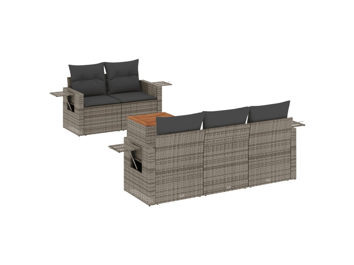 Maison Exclusive - 6 Pcs Conjunto Sofás De Jardim Com Almofadões Vime Cinzento