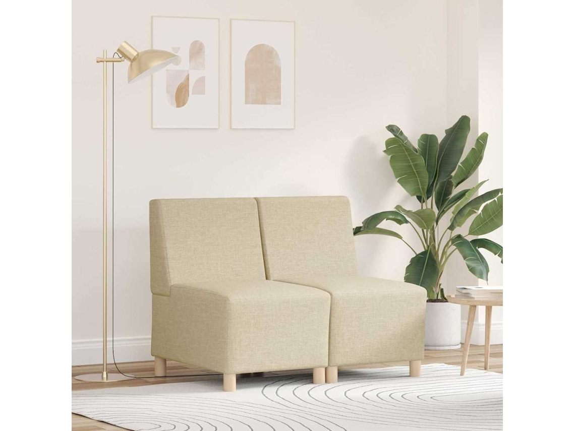 Vidaxl Unidade De Sofá Modular Sem Braços 2 Pcs Creme 55 X 74 X 82 Cm