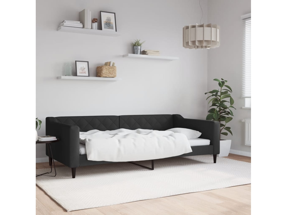 Vidaxl Sofá-cama 100x200 Cm Tecido Preto