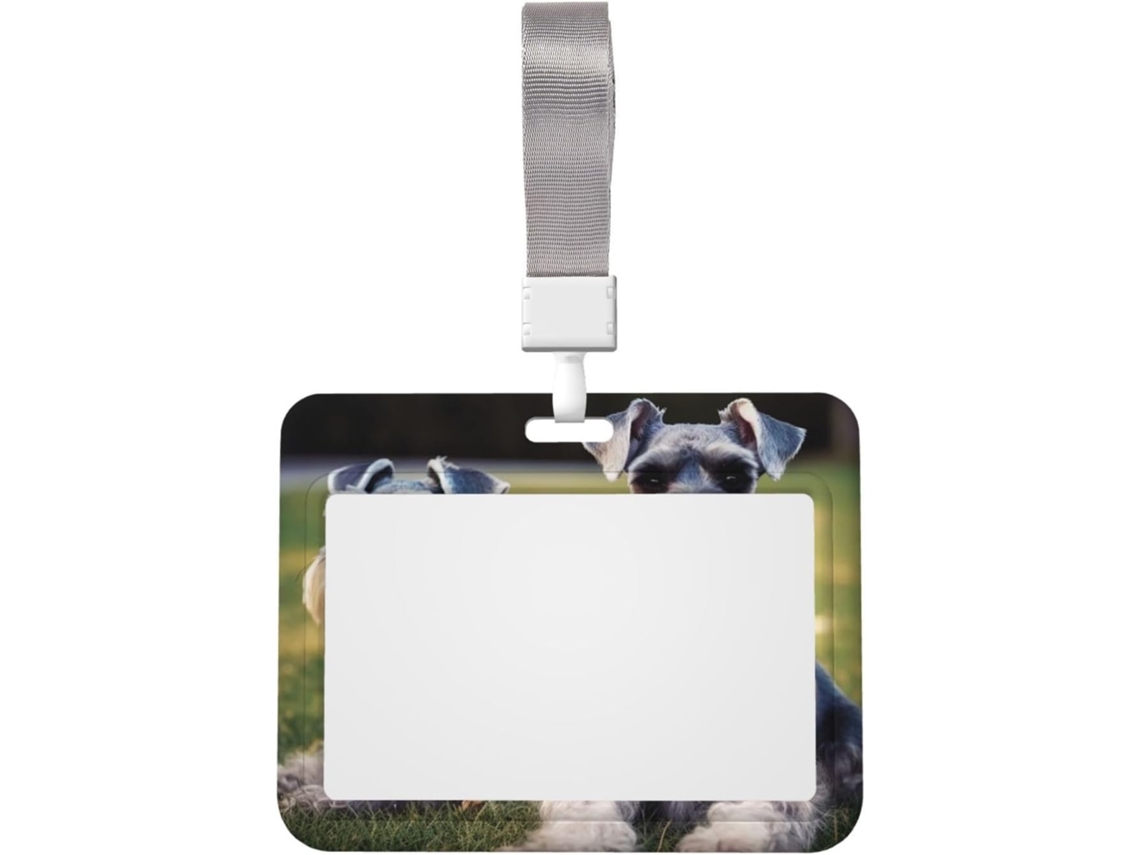 Porta Crachá Schnauzer Com Cordão, Porta Crachá Vertical Impermeável De Plástico, Porta Crachá Protetor Cães