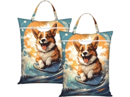 Conjunto De 2 Sacos De Viagem Para Roupa Suja (surf Corgi)