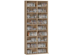 Armário para CDs e DVDs, 18 Compartimentos, Capacidade 640 CDs, 430 Blu-rays, Madeira, 78,5x24x175cm, Natural | S/MARCA