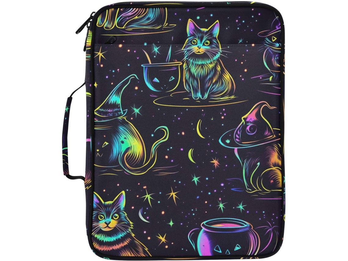 Organizador De Fichário Expansível Com Estampa Gato Halloween, Preto, À Prova D Água, Com Fichário De 3 Argolas E