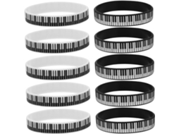Pulseiras de silicone Angoily com teclas de piano, 12 peças em tons claros e escuros, design musical confortável