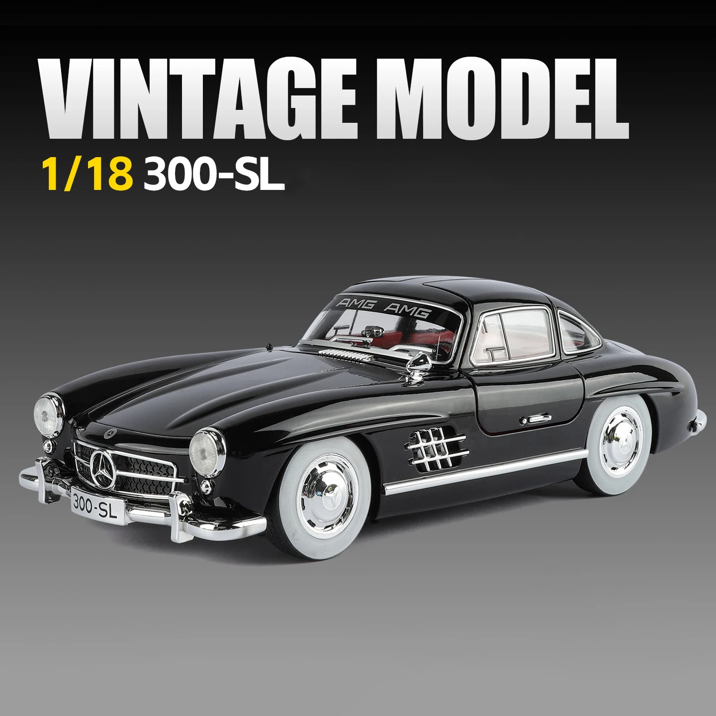 (preto) Miniatura De Carro Em Liga Metálica, Escala 1:18, Com Mecanismo De Fricção, Som E Luz.