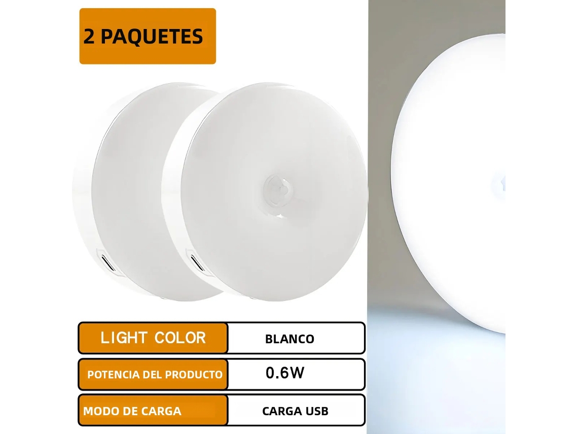 MDUG (luminária Noturna Led de Duas Peças com Luz Fria, Sensor de Movimento, Sensor Digital e Adsorção Magnética)