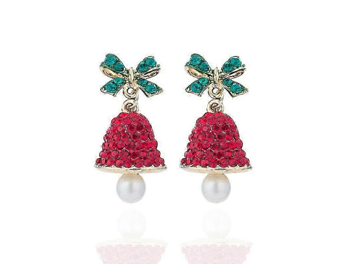 Brincos De Stud Com Laço, Sino E Diamante, Para Mulheres, Natal