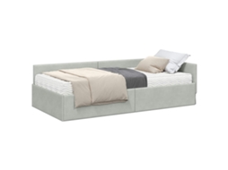Cama De Solteiro | Camas Para Quarto | Estrutura De Cama De Canto Com Colchão 2 Pcs Cinzento-claro