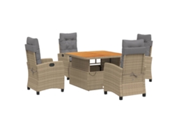 Garden Dining Set, Garden Dining Sets Vidaxl Bege Rattan / Vime (110 Cm Table Length)