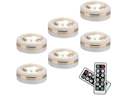 Luzes Led Sem Fio Com Controle Remoto 6 Pacotes De Bateria Para Armários