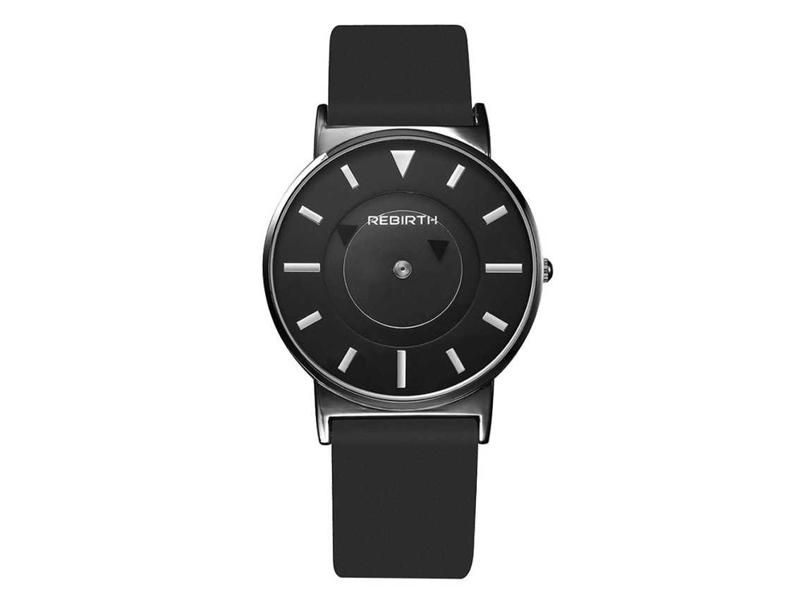 Relógio Analógico de Quartzo com Pulseira de Silicone Dial Redondo para Uso Diário (preto)