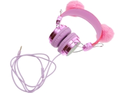 Fones De Com Gato, Fio, Bola Pelo E Rosa, Para Escola Casa, Dc5v, Cor