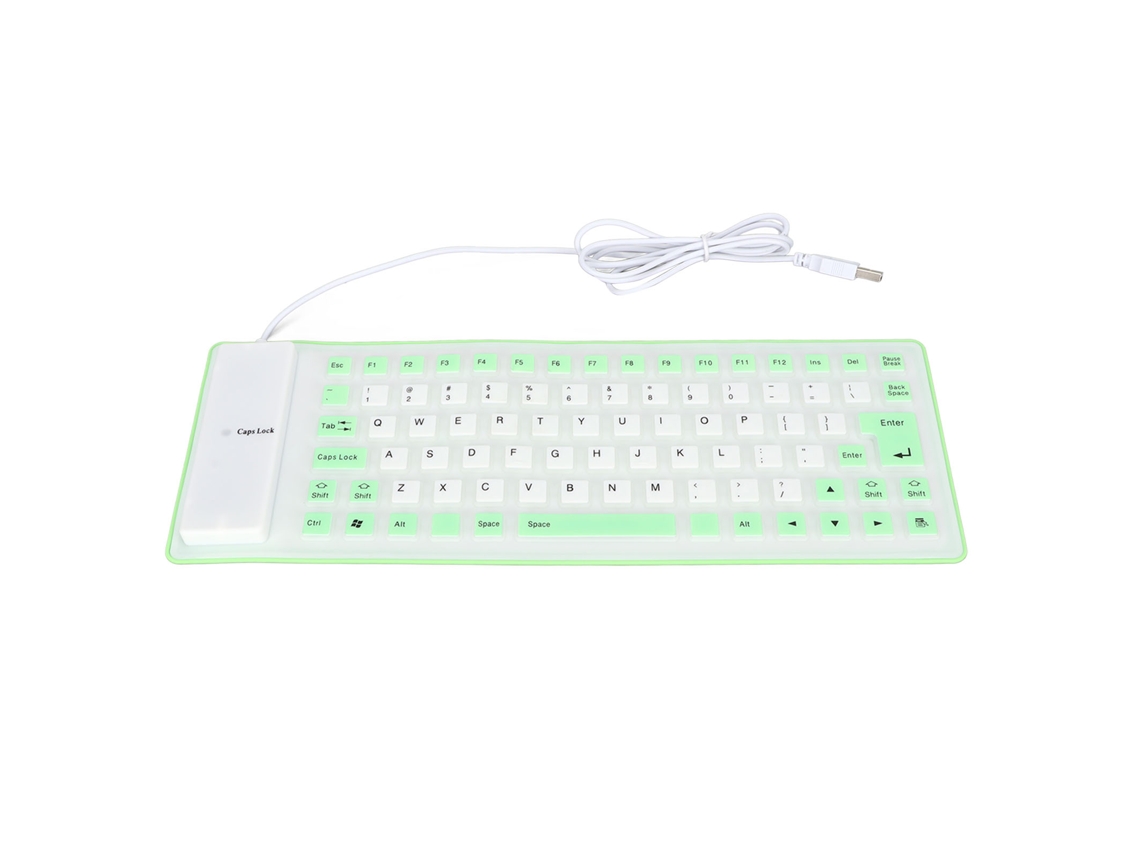 Teclado Usb Con Cable de Silicona Sellado, Ligero, Portátil, Silencioso, Suave, Cómodo, 85 Teclas, Verde para Pc