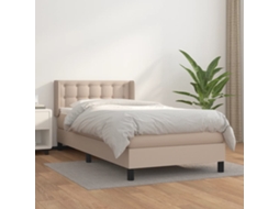 Vidaxl Cama com Molas/colchão 90x200 Cm Couro Artificial Cappuccino