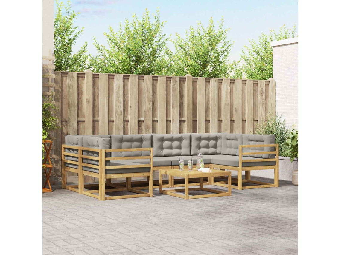 Vidaxl Conjunto De Sofás Para Exterior 5 Unid. Branco E Cinzento-claro
