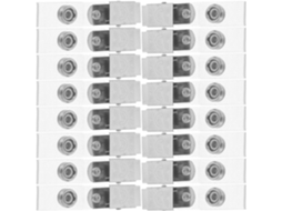Clips metálicos para crachás e cartões de visita com tiras de PVC transparente, 40 unidades, para mesas e feiras comerciais.