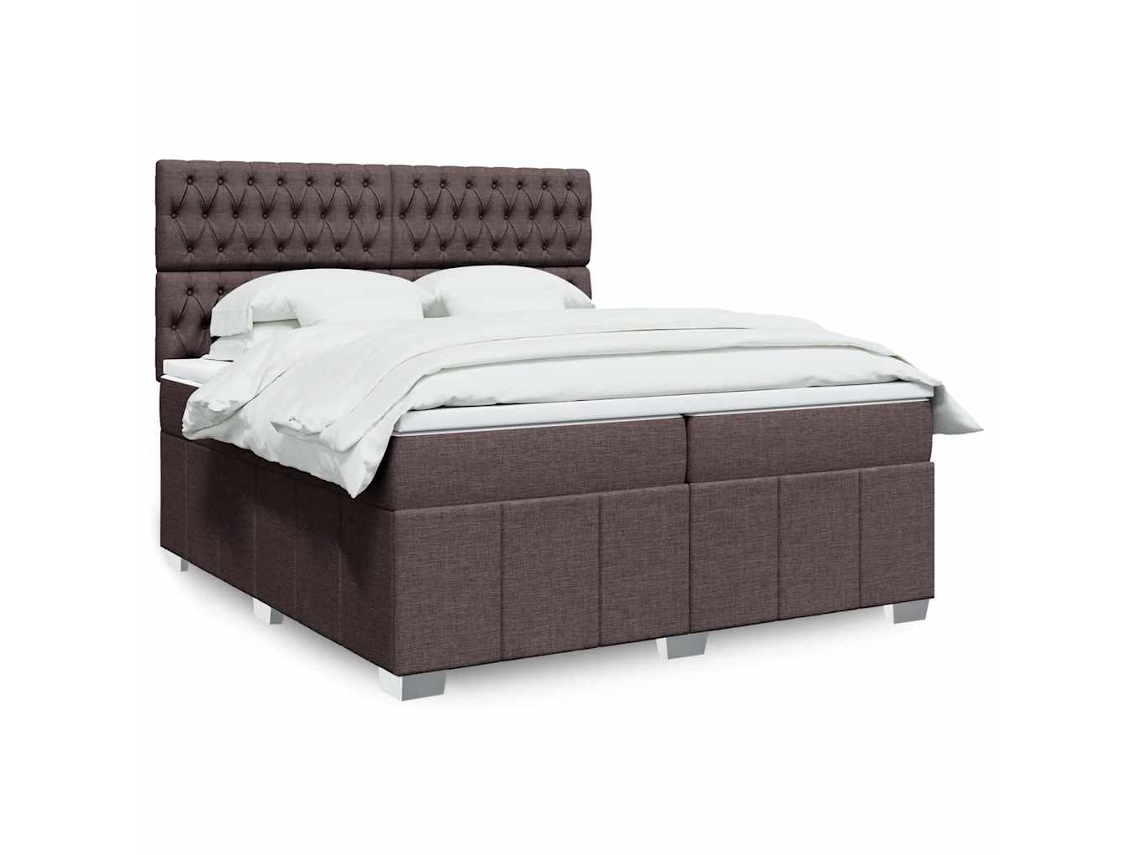 Vidaxl Cama Com Molas/colchão 200x200 Cm Tecido Castanho-escuro