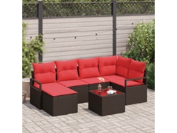 Vidaxl Conjunto De Sofás 7 Pcs Castanho Vime Pe