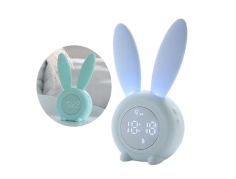 1 pc despertador em forma de coelho led controle de som luz noturna temporizador relógio de cabeceira para adolescentes adultos partição PIXNOR