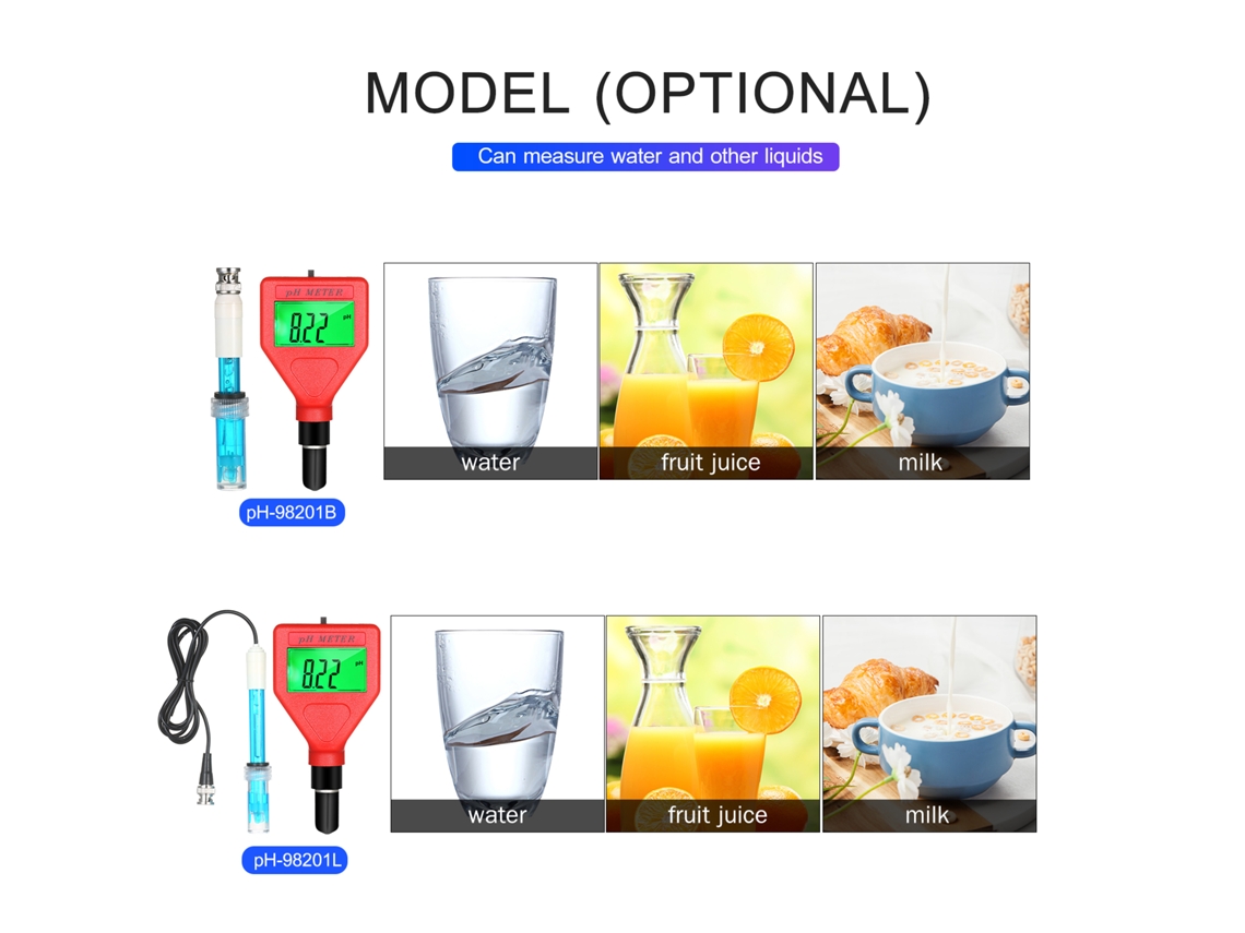 Medidor De Ph 0-14ph Para Água Cerveja Alimentos Laboratório Lcd Com Luz Verde