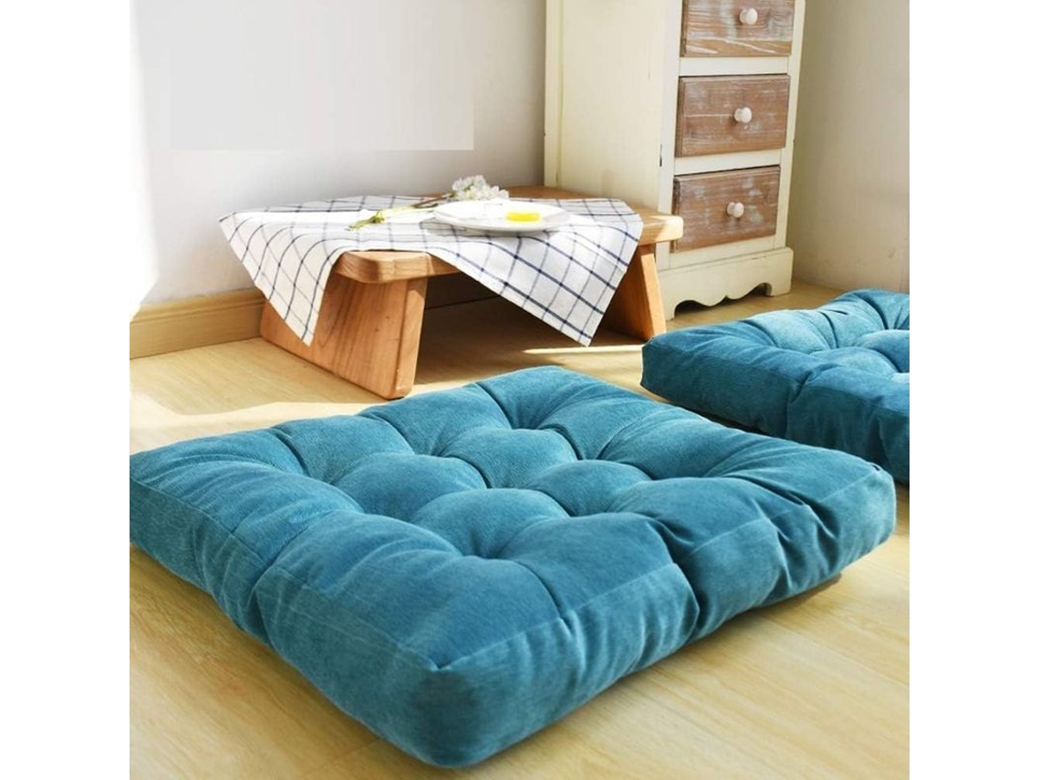 Cojín De Suelo Cuadrado Para Meditación, Yoga, Salón, Balcón, Exterior, Azul, 22x22 Pulgadas, Suave Y Resistente