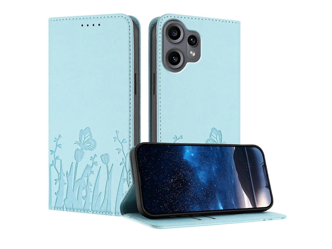Capa Magnética Para Celular Em Couro Vegano Com Estampa De Tulipas E Borboletas, Da Marca For Nothing Cmf Phone 2 Pro.