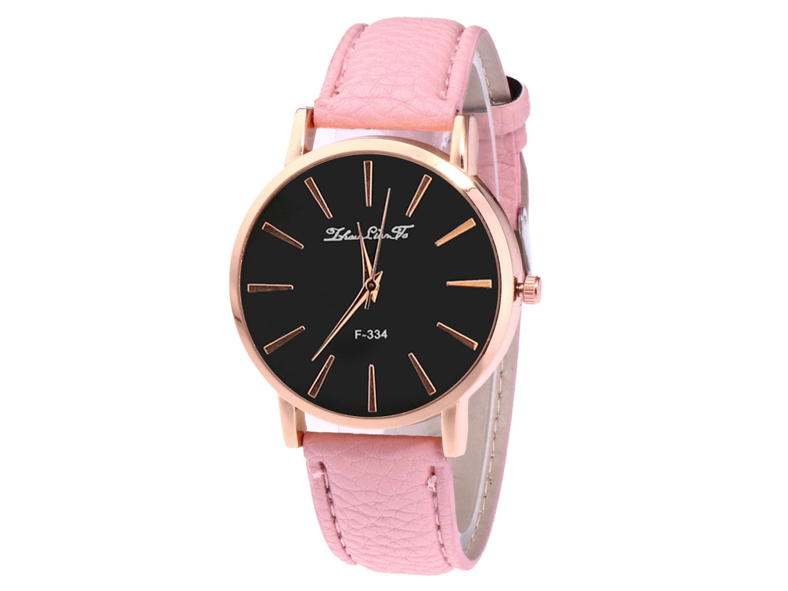 Relógio masculino Zhoulianfa F334-ma-6, estilo casual, com movimento de quartzo rosa e pulseira de couro PU.
