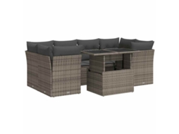 Conjunto de 7 Sofás para Jardim com Almofadões Vime Pe Cinzento MAISON EXCLUSIVE (7 pcs)