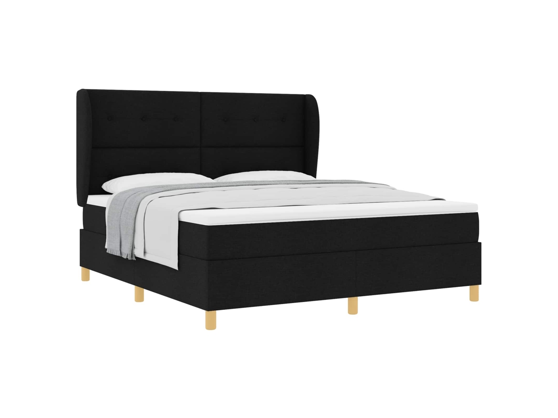 Vidaxl Cama Box Com Cabeceira Manual Preto 200 X 180 Cm Tecido