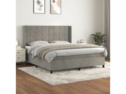 Vidaxl Cama Com Molas/colchão 160x200 Cm Veludo Cinzento-claro